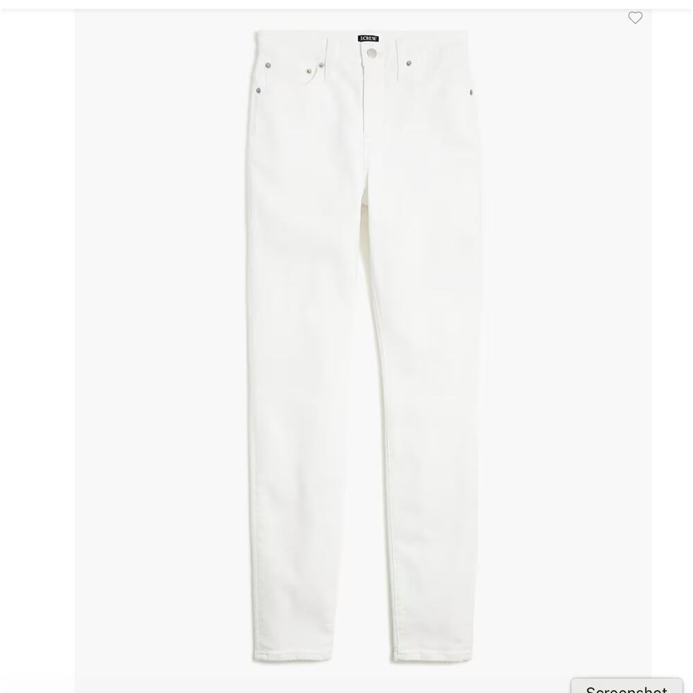 J.Crew Jeans 32 White Factory Curvy High-Rise Skinny Stretch Classic Preppy NWT